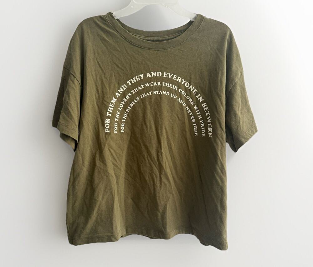 Women’s Target Pride Adult Rainbow Short Sleeve T-Shirt - Olive Green XS LGBTQ